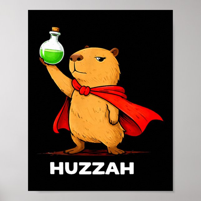 Huzzah capybara alchemist funny potion meme novelt poster (Front)