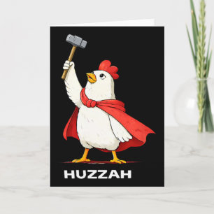 Huzzah Chicken Templar Funny Hammer Meme Novelty Q Card