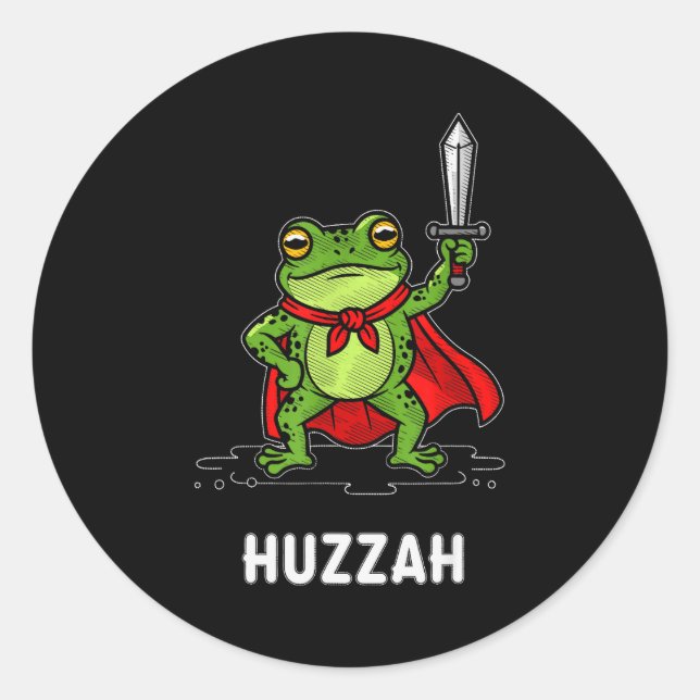 Huzzah Frog  Classic Round Sticker (Front)