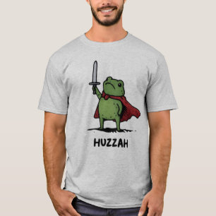 Huzzah Frog Knight Funny Meme Mediaeval Amphibian T-Shirt