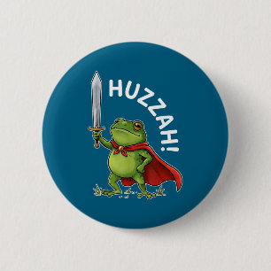 Huzzah Frog Knight Funny Sword Meme Frog Quote Men 6 Cm Round Badge
