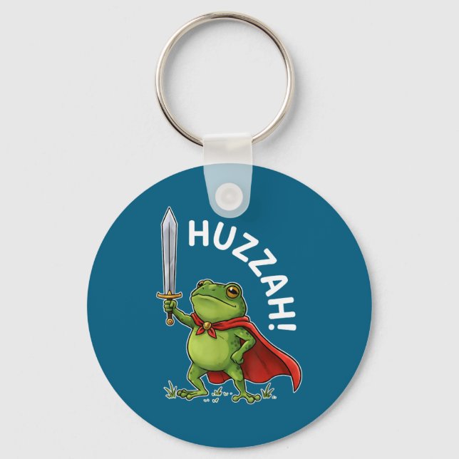Huzzah Frog Knight Funny Sword Meme Frog Quote Men Key Ring (Front)