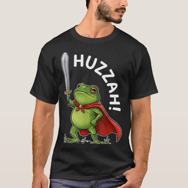 Huzzah Frog Knight Funny Sword Meme Frog Quote Men T-Shirt (Front)
