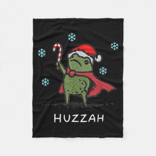 Huzzah Frog Knight Funny Sword Meme Quote Christma Fleece Blanket