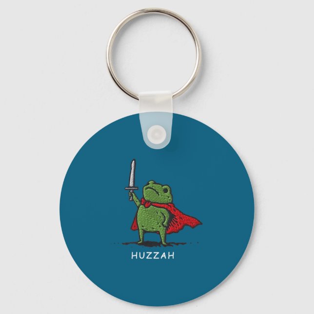 Huzzah Frog Knight Funny Sword Meme Quote  Key Ring (Front)