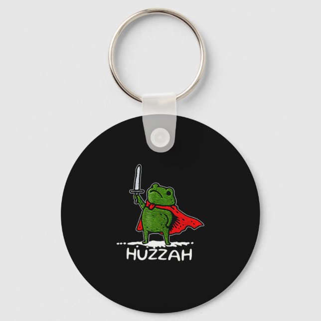 Huzzah Frog Knight Funny Sword Meme Quote  Key Ring (Front)