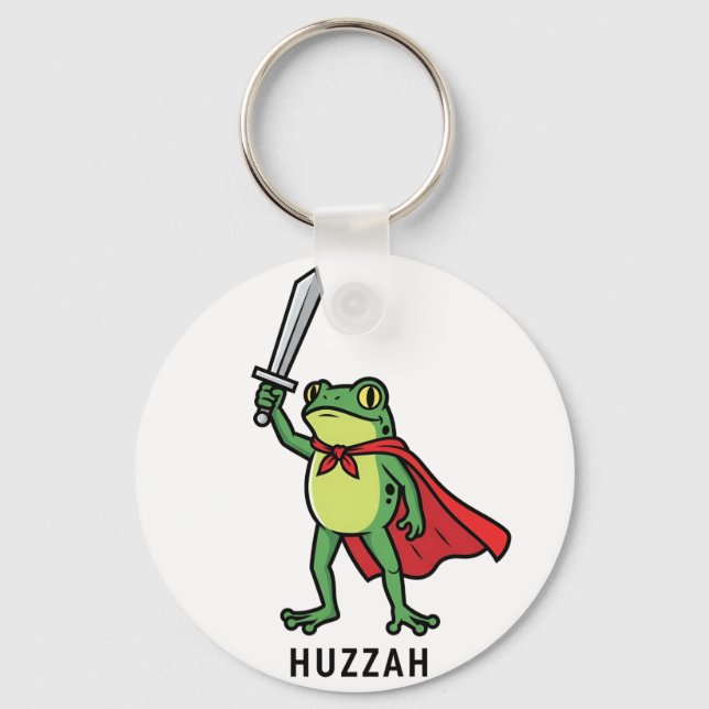 Huzzah Frog Knight Funny Sword Meme Quote   Key Ring (Front)