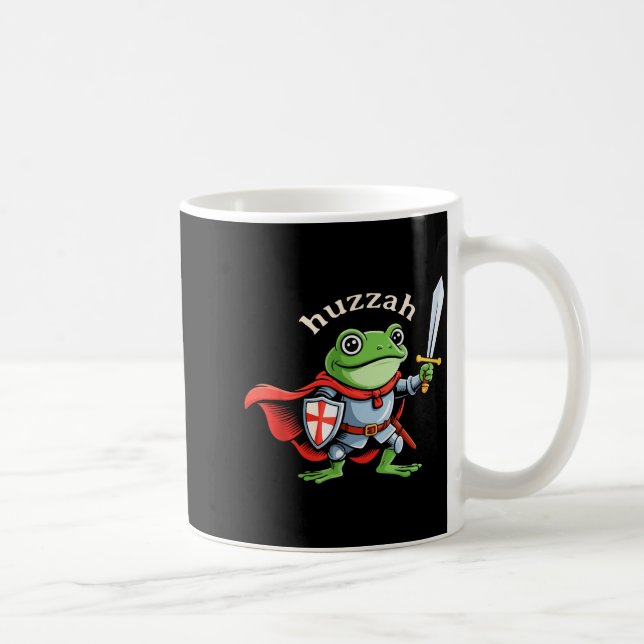 Huzzah Frog Knight Funny Sword Meme Quote Medieval Coffee Mug (Right)