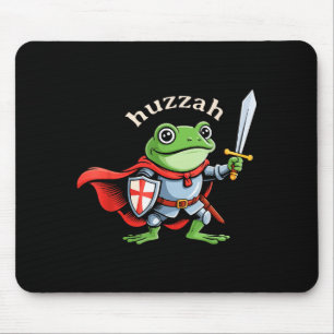 Huzzah Frog Knight Funny Sword Meme Quote Medieval Mouse Pad