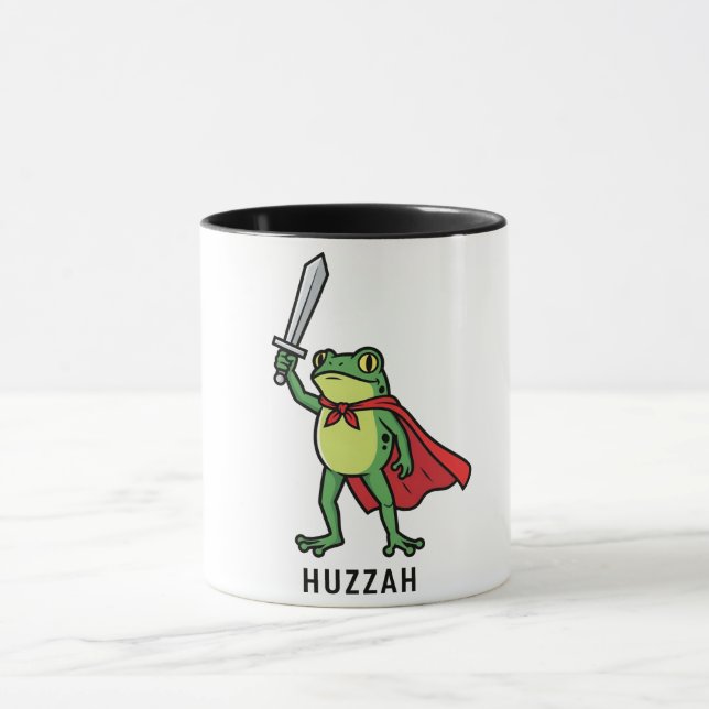 Huzzah Frog Knight Funny Sword Meme Quote   Mug (Center)