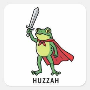 Huzzah Frog Knight Funny Sword Meme Quote Square Sticker