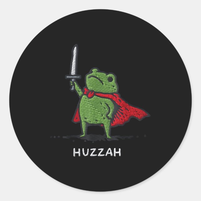 Huzzah Frog Knight Sword Meme Classic Round Sticker (Front)