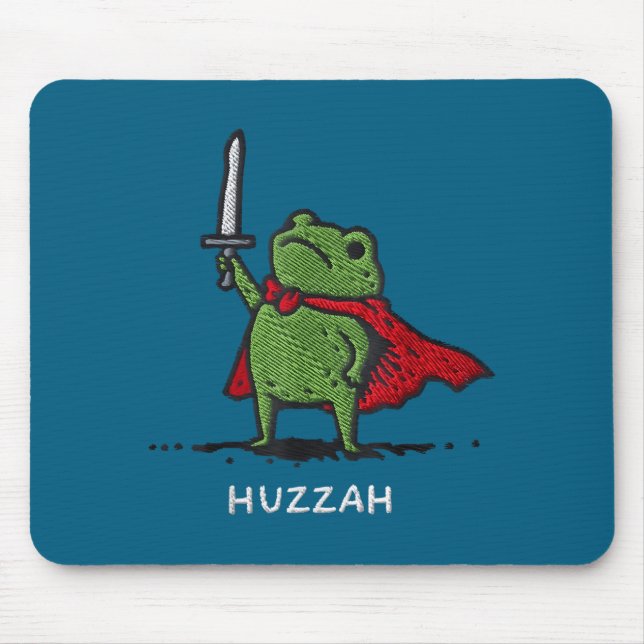 Huzzah Frog Knight Sword Meme Illustration Mouse Pad (Front)