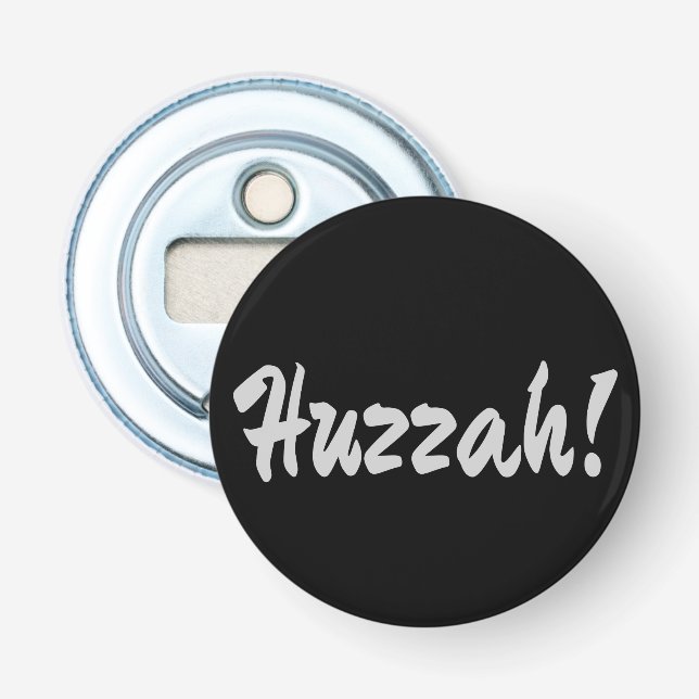 Huzzah! hurrah bottle opener (Front)