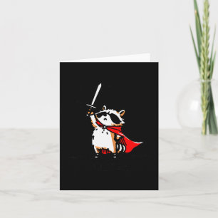 Huzzah Raccoon Knight Funny Sword Meme Quote Card