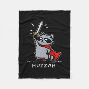 Huzzah Raccoon Knight Funny Sword Meme Quote  Fleece Blanket