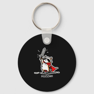 Huzzah Raccoon Knight Funny Sword Meme Quote  Key Ring