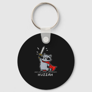Huzzah Raccoon Knight Funny Sword Meme Quote  Key Ring