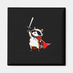 Huzzah Raccoon Knight Funny Sword Meme Quote Magnet