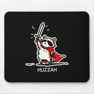 Huzzah Raccoon Knight Funny Sword Meme Quote Mouse Pad