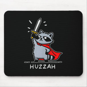 Huzzah Raccoon Knight Funny Sword Meme Quote Mouse Pad
