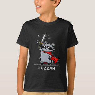 Huzzah Raccoon Knight Funny Sword Meme Quote  T-Shirt