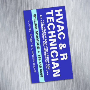 HVAC And Refrigeration Services   Technician Magnetic Business Card