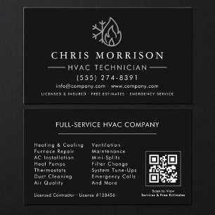 HVAC Black Silver QR Code Business Card