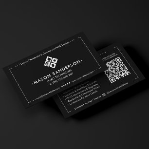 HVAC Contractor Black White Heating AC Specialist Business Card