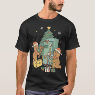 Hvac Gingerbread Christmas Technician Construction T-Shirt