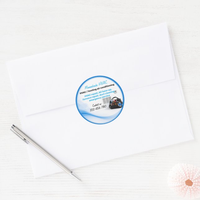 HVAC Heating Cooling Classic Round Sticker (Envelope)