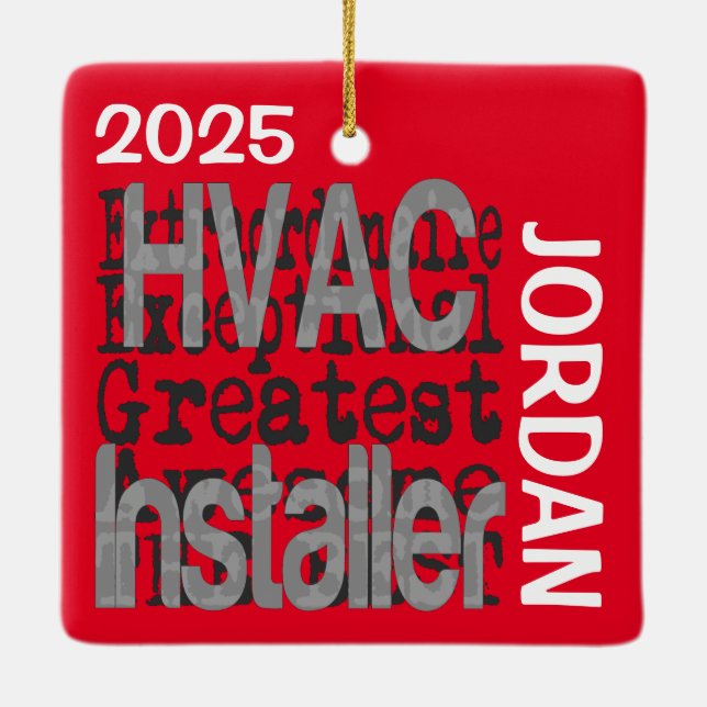 HVAC Installer Extraordinaire CUSTOM Ceramic Ornament (Back)