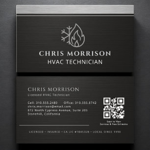 HVAC QR Code Heating Cooling Specialist  Business Card