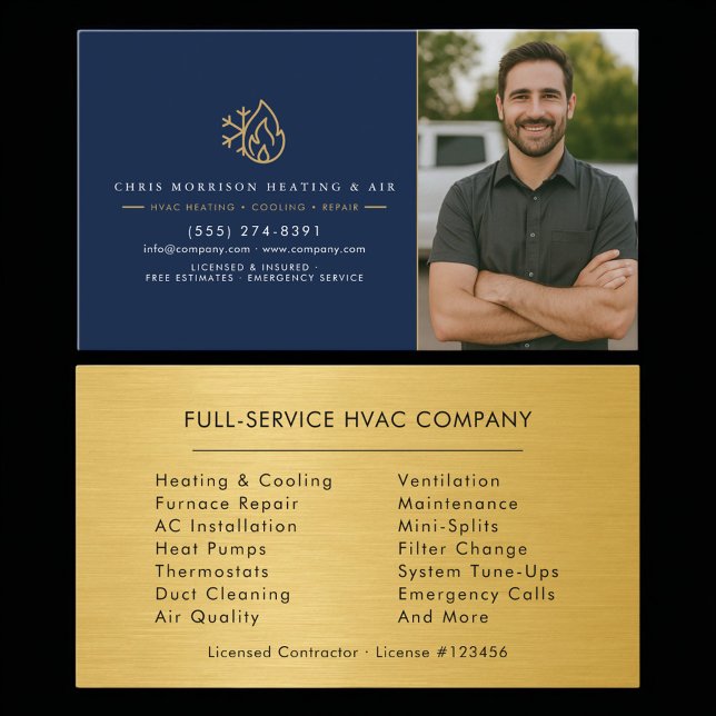 HVAC Repair & Installation Photo Business Card (Creator Uploaded)