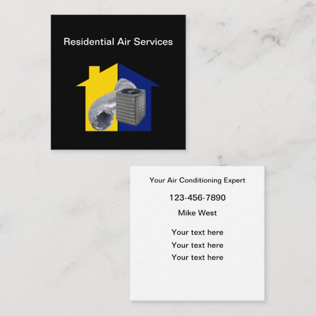 HVAC Residential Commercial AC Repair Square Business Card (Front/Back)