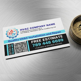 HVAC Service (Custom Logo, Name, Qr Code, Slogan) Magnetic Business Card