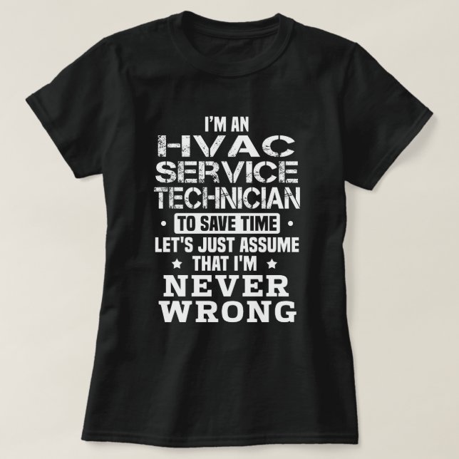 HVAC Service Technician T-Shirt (Design Front)