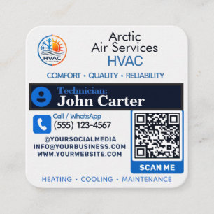 HVAC Slogans Technician logo Qr Code Square Business Card