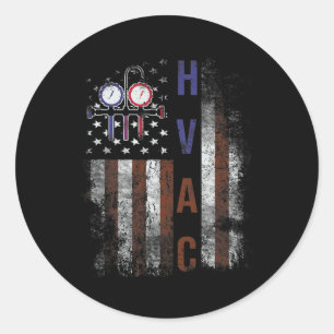 Hvac Techniacian Men American Flag Usa Vintage Gif Classic Round Sticker