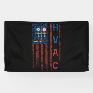 HVAC Technician American Flag USA Vintage Banner
