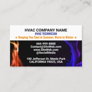 HVAC Technician & Contractor Professional Slogan Business Card