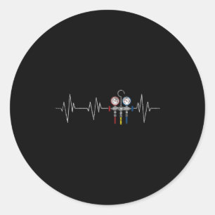 Hvac Technician Ekg Heartbeat Vintage Funny Hvac T Classic Round Sticker