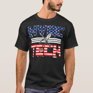 HVAC Technician Gifts Patriotic American Flag Tech T-Shirt