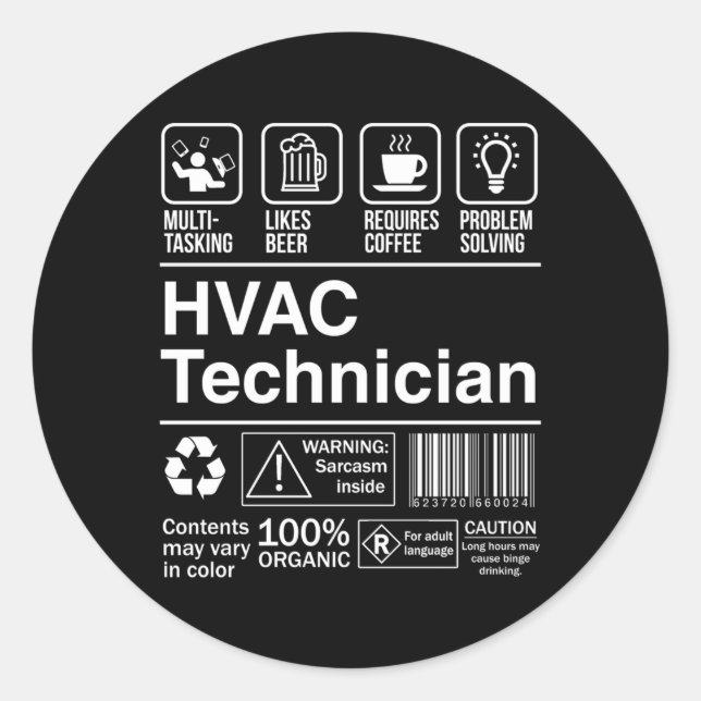 Hvac Technician Product Label (Front)