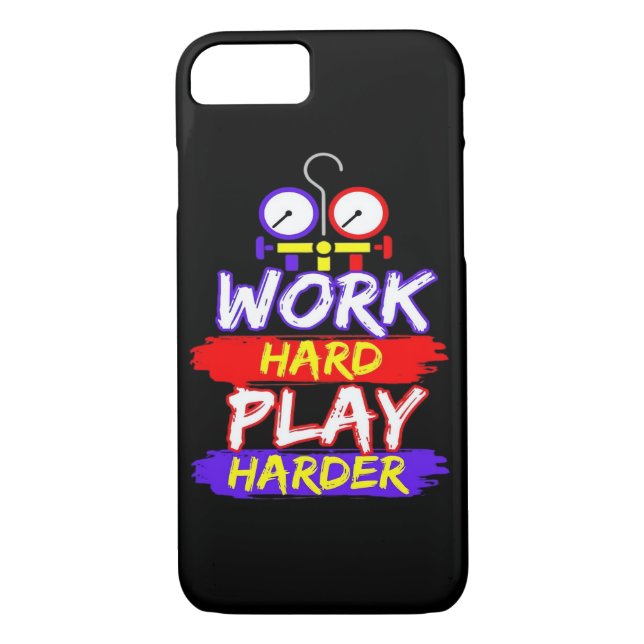 HVAC Work Hard Play Hard Case-Mate iPhone Case (Back)