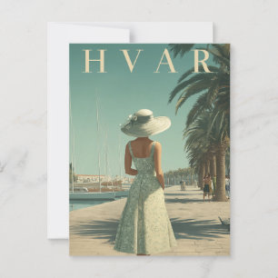 Hvar 50s vintage travel postcard