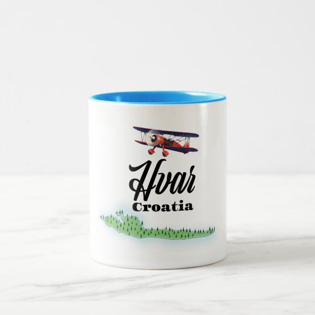 Hvar Croatia map Two-Tone Coffee Mug (Center)