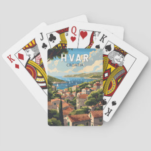 Hvar Croatia Travel Art Vintage Playing Cards