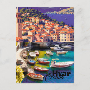 Hvar Croatia Travel Postcard, Hvar Travel Art Croa Postcard