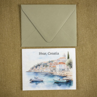 Hvar Croatia Watercolor Travel Postcard